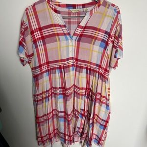 Anthropologie Plaid Button Front Dress
